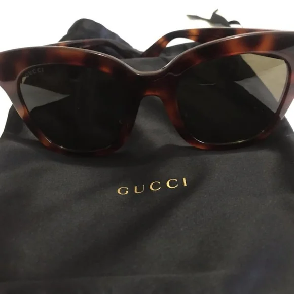 GUCCI GG0029s 002 Shiny Dark Havana Cat-eye Sunglasses - Picture 4 of 12